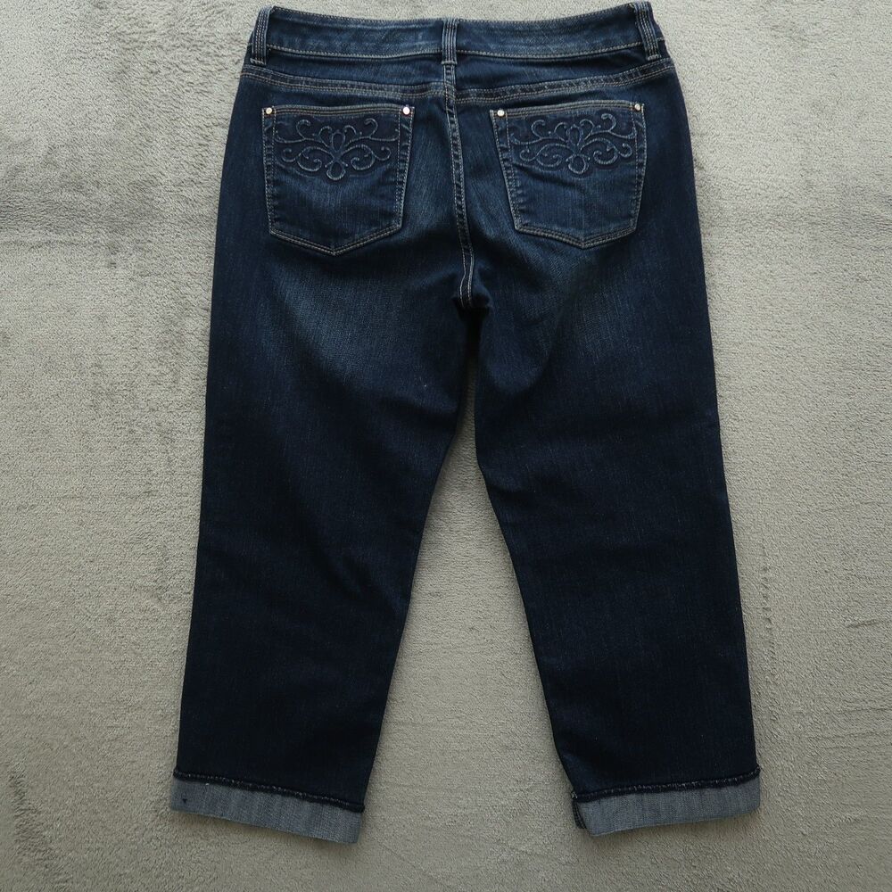 WHBM Jeans Women's Size 6 Blue Mid-Rise Crop Leg Denim Dark Wash 22" Inseam